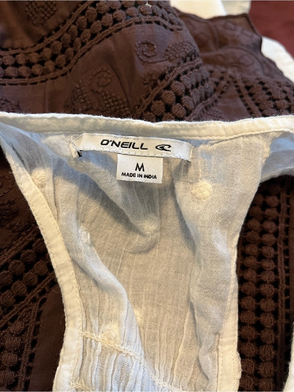 O'Neill Cream Swiss Dot Button-Front Racerback Tank - Picture 7 of 7